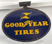 1920's Goodyear Tires Porcelain Sign w/ Original Ring