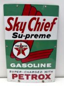 Texaco Sky Chief Supreme Porcelain Gasoline Pump Sign