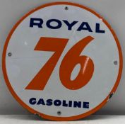 Royal 76 Gasoline Porcelain Gas Pump Sign