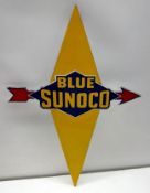 Blue Sunoco Die-Cut Porcelain Gas Pump Sign