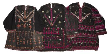 THREE EMBROIDERED KOHISTAN DRESSES, PAKISTAN, MID 20TH CENTURY