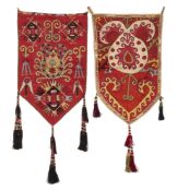 TWO LAKAI EMBROIDERED BAG FACES (UUK KAP), UZBEKISTAN, CIRCA 1900