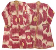 A LADY'S AND A SIMILAR MAN'S QUILTED IKAT CHAPAN, UZBEKISTAN, BOKHARA, SECOND HALF 19TH CENTURY