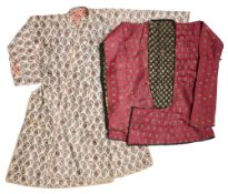A WOMAN'S SILK AND METAL THREAD BROCADE JACKET AND A QUILTED KALAMKARI COAT, IRAN, 18TH/19TH CENTURY