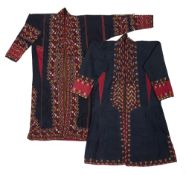 TWO EMBROIDERED SILK TEKKE ROBES (KURTE), WEST TURKESTAN, 19TH CENTURY