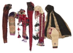 A GROUP OF SEVEN HEADDRESSES, CENTRAL ASIA, LATE 19TH/20TH CENTURY