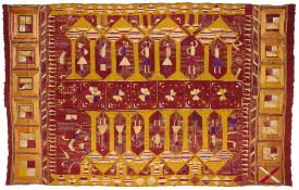 A SAINCHI PHULKARI SILK EMBROIDERY PUNJAB, FIRST HALF 20TH CENTURY