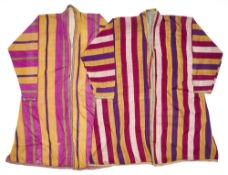 TWO SIMILAR STRIPED CHAPAN, CENTRAL ASIA, CIRCA 1900