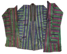 THREE STRIPED SATIN CHAPAN, AFGHANISTAN OR TAJIKISTAN, 20TH CENTURY