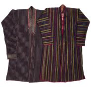 TWO STRIPED CHAPAN, CENTRAL ASIA, FIRST HALF 20TH CENTURY
