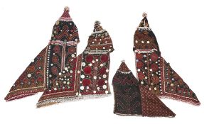 FOUR KOHISTAN HOODS (NATIYO), AFGHANISTAN/NORTHWEST PAKISTAN, 20TH CENTURY