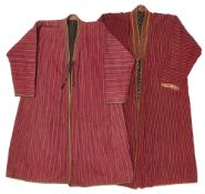 TWO STRIPED CHAPAN, CENTRAL ASIA, LATE 19TH/EARLY 20TH CENTURY
