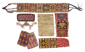 THREE LAKAI EMBROIDERIES, THREE POUCHES AND A CHIRPY DECORATION, LATE 19TH CENTURY