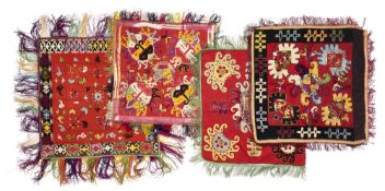 FOUR EMBROIDERED LAKAI TRAY COVERS (LALI POSH), UZBEKISTAN, EARLY 20TH CENTURY