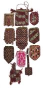 ELEVEN SMALL EMBROIDERIES, MAINLY TURKMAN, CENTRAL ASIA, LATE 19TH/ EARLY 20TH CENTURY