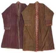 TWO STRIPED CHAPAN, CENTRAL ASIA, EARLY 20TH CENTURY