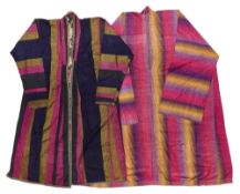 A STRIPED CHAPAN AND A TUNIC, CENTRAL ASIA, LATE 19TH CENTURY