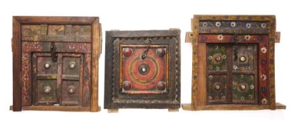 THREE SMALL SETS OF SHUTTERS, PROBABLY RAJASTHAN, INDIA, 19TH CENTURY