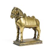 A BRASS FIGURE OF A HORSE, WESTERN DECCAN, CIRCA 18TH CENTURY