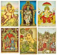 FIVE LITHOGRAPHS OF HINDU DEITIES BY THE RAVI VARMA PRESS, MALAVLI, INDIA