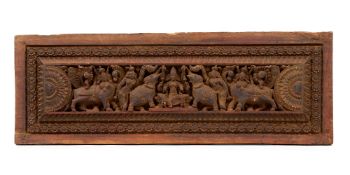A CARVED WOOD LINTEL PANEL, TAMIL NADU, SOUTH INDIA, 19TH CENTURY