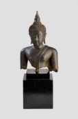 A BRONZE BUST OF BUDDHA, AYUTHIA, THAILAND, CIRCA 16TH CENTURY