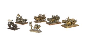 SIX BRASS MODELS OF OXEN, WESTERN INDIA, EARLY 20TH CENTURY