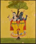 A KALIGHAT PAINTING DEPICTING KRISHNA AND BALARAMA, BENGAL, INDIA, CIRCA 1890