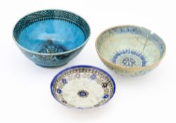 THREE PERSIAN POTTERY VESSELS, 15TH-19TH CENTURIES