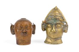 TWO BRONZE HEADS, WESTERN DECCAN, INDIA, 19TH CENTURY