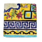 A QAJAR CUERDA SECA BORDER TILE, PERSIA, 19TH CENTURY