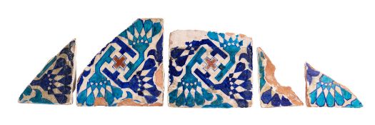 FIVE MULTAN TILE FRAGMENTS, PUNJAB, INDIA (NOW PAKISTAN), CIRCA 1600 OR LATER