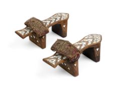 A PAIR OF MOTHER OF PEARL INLAID WOOD HAMMAM SANDALS, DAMASCUS, SYRIA, CIRCA 1900