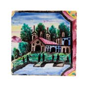 A QAJAR PICTORIAL TILE, PROBABLY SHIRAZ, PERSIA, LATE 19TH CENTURY