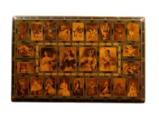 A GILT AND COLLAGE DECORATED WOOD PANEL