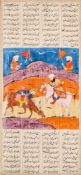 A LARGE FOLIO FROM A COPY OF FIRDAUSI'S SHAHNAMA, KASHMIR, 19TH CENTURY