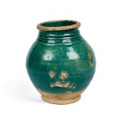 A TURQUOISE GLAZED JAR, PROBABLY KASHAN, 12TH CENTURY OR LATER