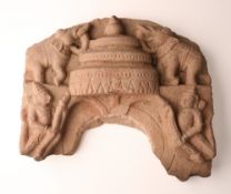 A FRAGMENTARY PINK SANDSTONE ARCH, CENTRAL INDIA, CIRCA 12TH CENTURY