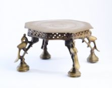 A BRASS FOOTED STAND, INDIA, CIRCA 1900