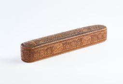 A QAJAR CARVED WOOD PENBOX, PERSIA, 19TH CENTURY