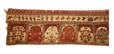 A MUGHAL BLOCK PRINTED COTTON TENT HANGING, PROBABLY LAHORE, 19TH CENTURY