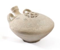A LARGE UNGLAZED POTTERY FLASK, NORTH-EASTERN PERSIA, 14TH-15TH CENTURY