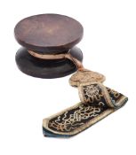 A BUDDHIST RITUAL DRUM (DAMARU), TIBET, 19TH CENTURY