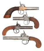 FOUR PERCUSSION BOX-LOCK POCKET PISTOLS, THE SECOND SIGNED JACKSON, NOTTINGHAM,