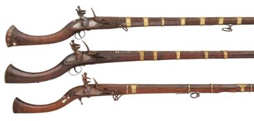 THREE NORTH INDIAN OR AFGHAN JEZAILS, 19TH CENTURY