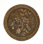 A LARGE JAPANESE INLAID BRONZE DISH, MEIJI PERIOD (1868-1912)