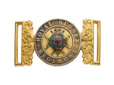 AN INTERLOCKING OFFICER'S WAIST BELT CLASP OF THE ROYAL SUSSEX REGIMENT, CIRCA 1881-1902