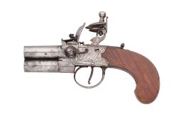 A FLINTLOCK OVER AND UNDER TAP-ACTION PISTOL SIGNED EKINS, LONDON, CIRCA 1815-20