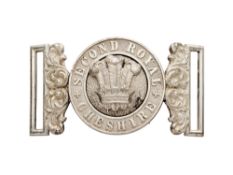 AN INTERLOCKING OFFICER'S WAIST BELT CLASP OF THE 2ND ROYAL CHESHIRE REGIMENT, CIRCA 1855-1881