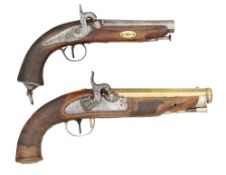 TWO SPANISH PERCUSSION PISTOLS, MID-19TH CENTURY